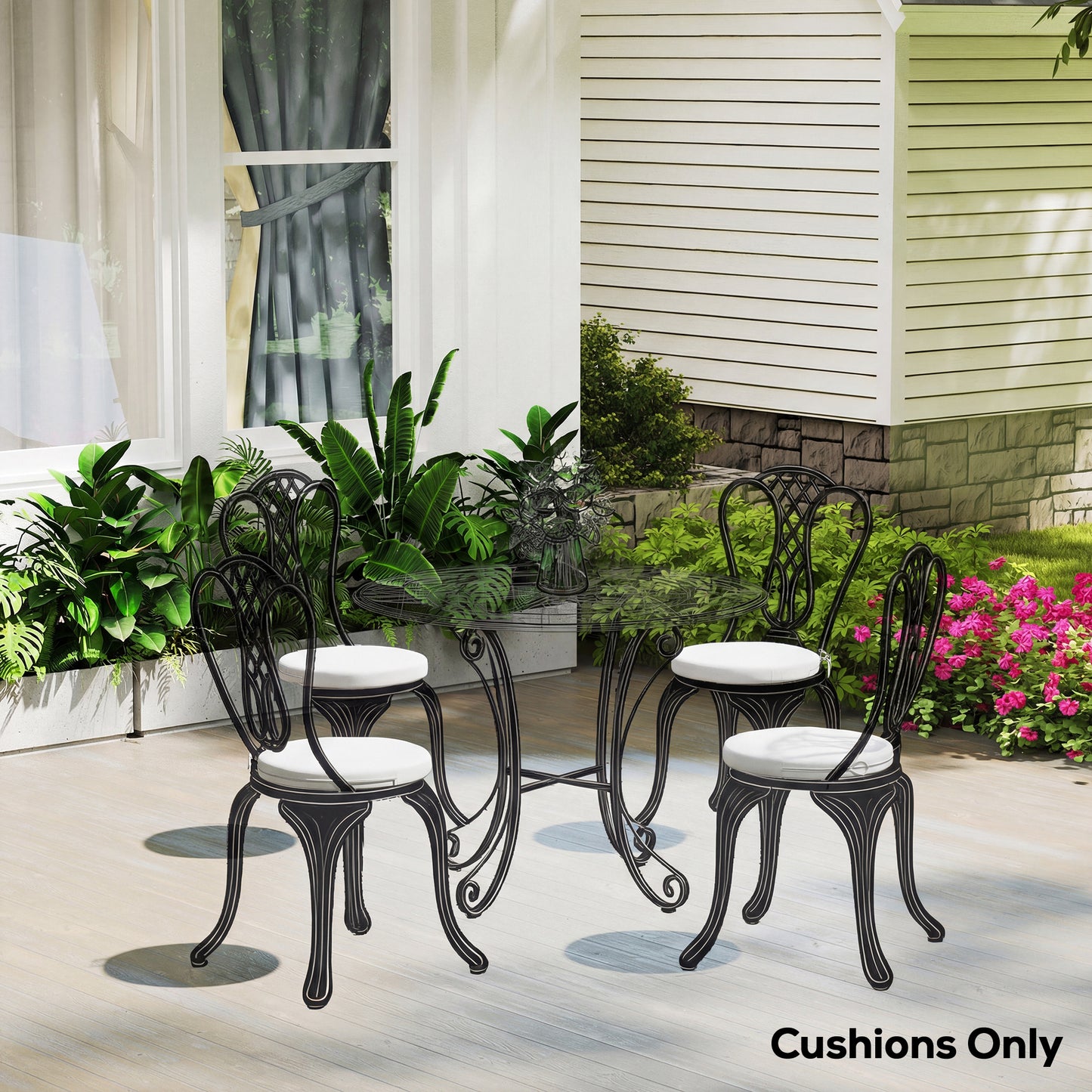 Outdoor Bistro Chair Cushions Set of 4 with Removable Cover