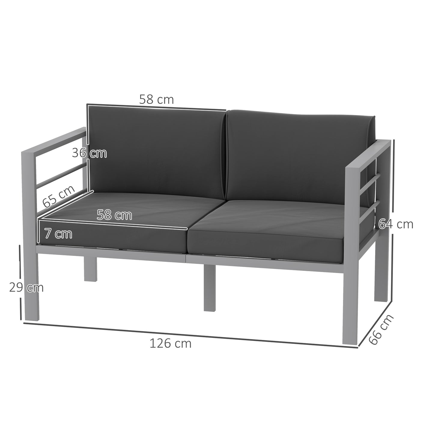 Two-Seater Aluminium Garden Sofa