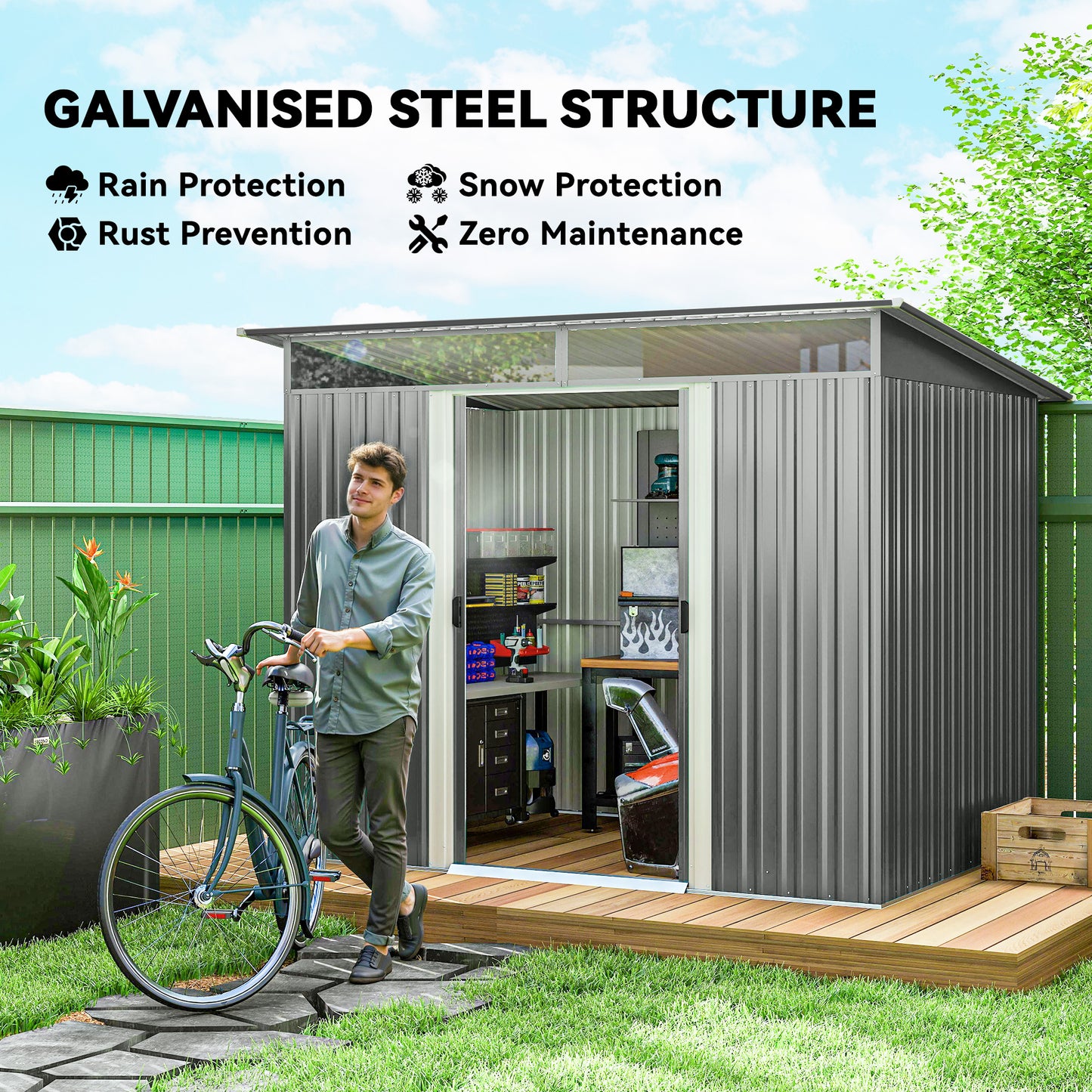 9ft x 6.5ft Garden Storage Shed with Top Window