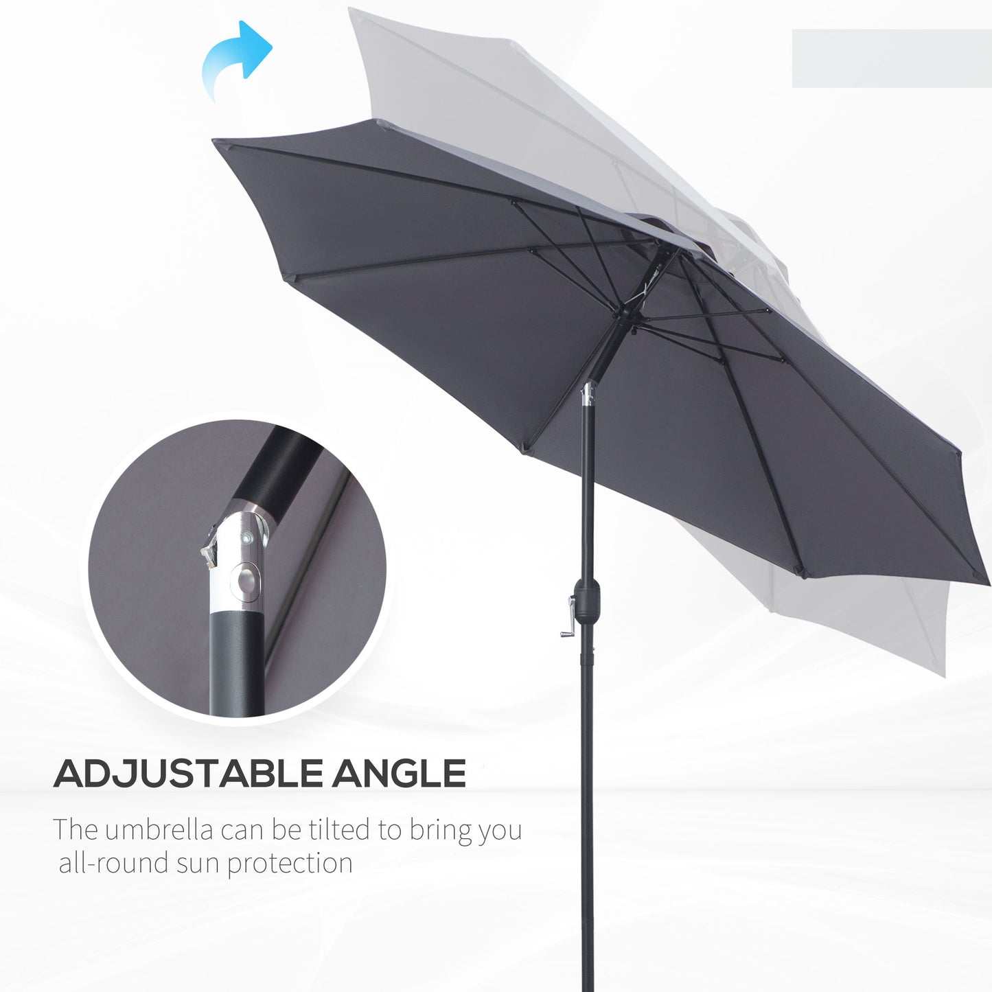 2.7M Garden Parasol Umbrella with Glass Fibre Ribs