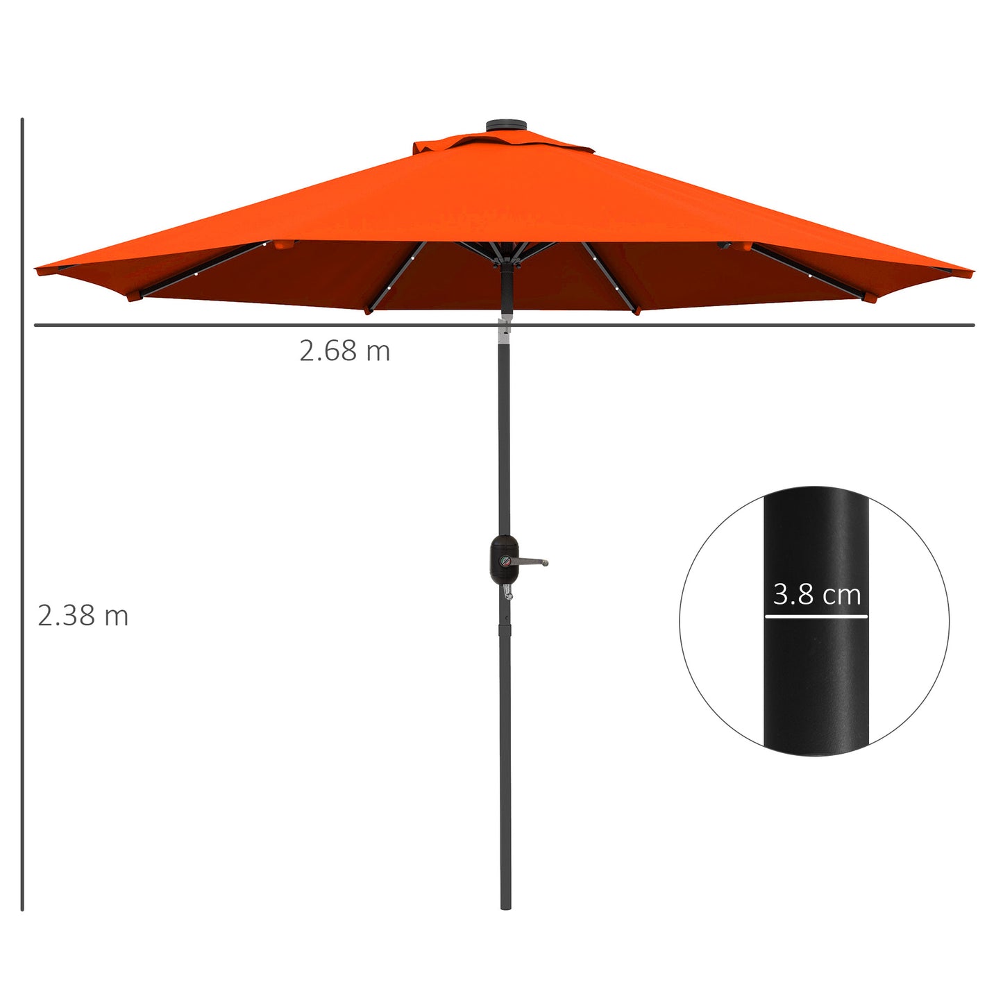 2.7m Outdoor Patio Garden Umbrella Parasol with Tilt Crank