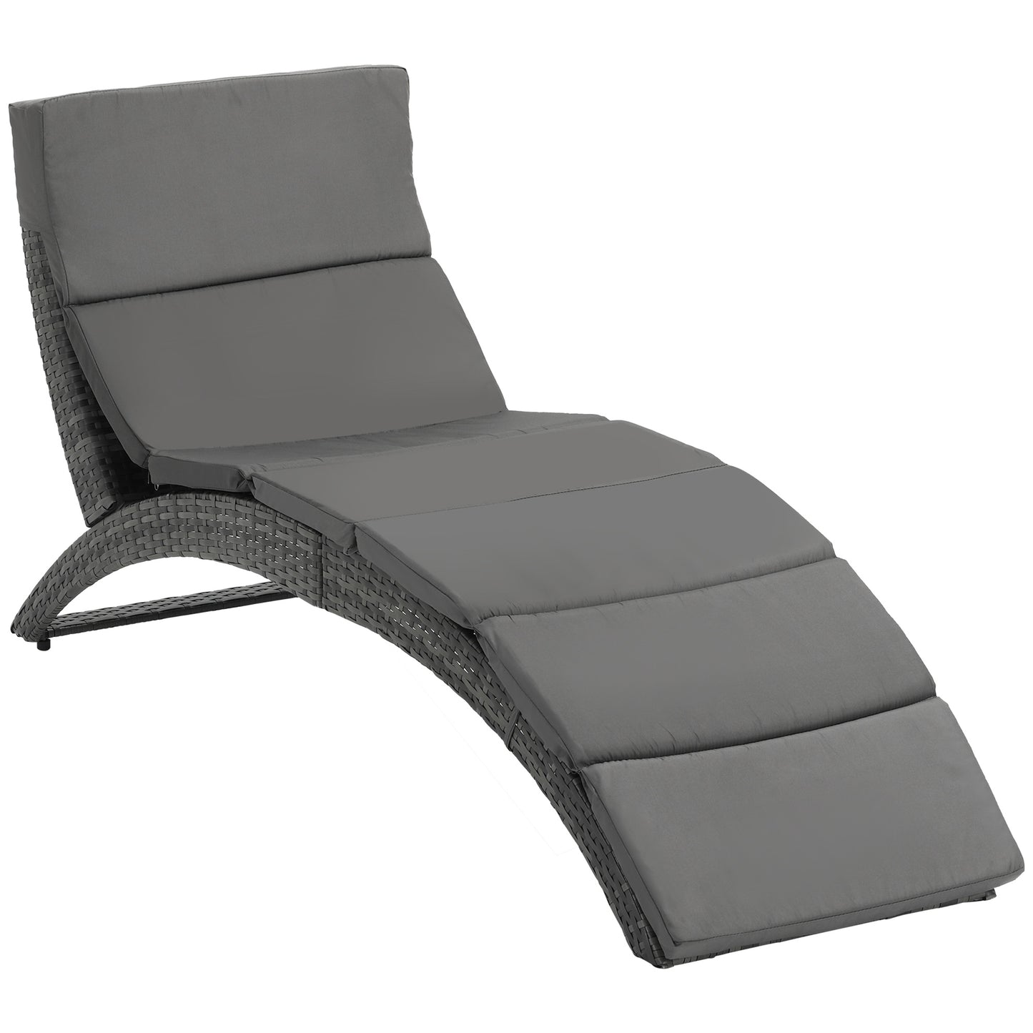 Folding Sun Lounger, PE Rattan Garden Lounger Chair