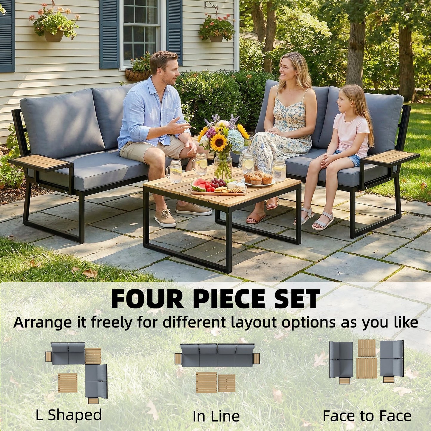 4 Seater Metal Garden Furniture Set