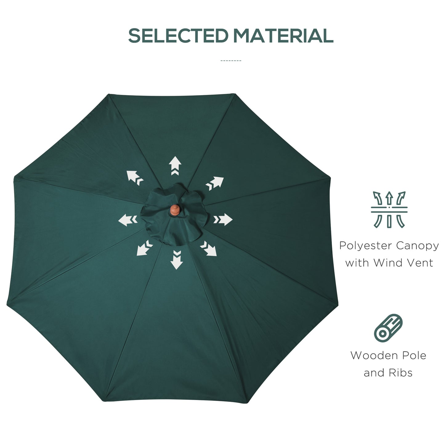 3(m) Wooden Patio Umbrella