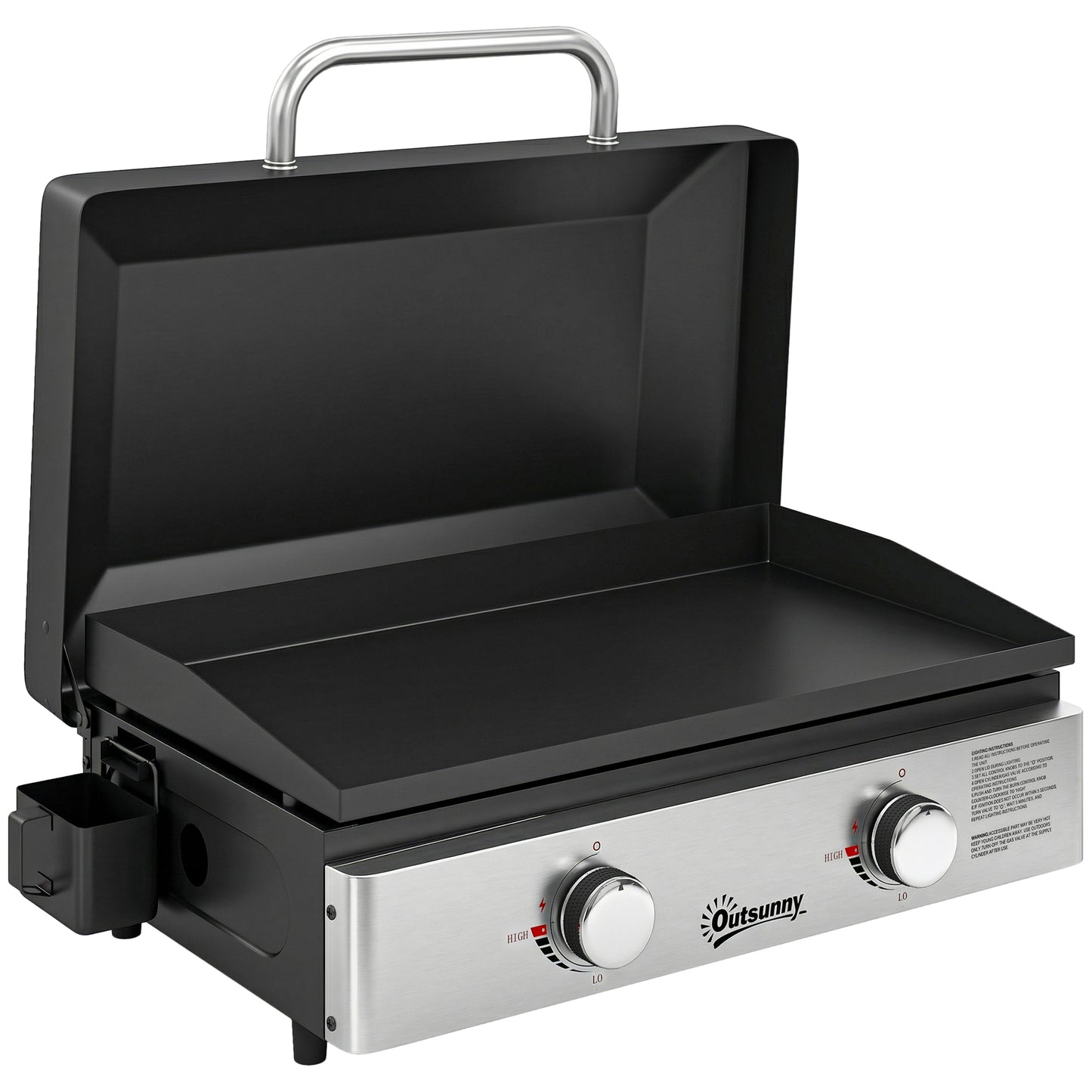 2 Burner Grill Griddle, Portable Gas Plancha, 6 kW