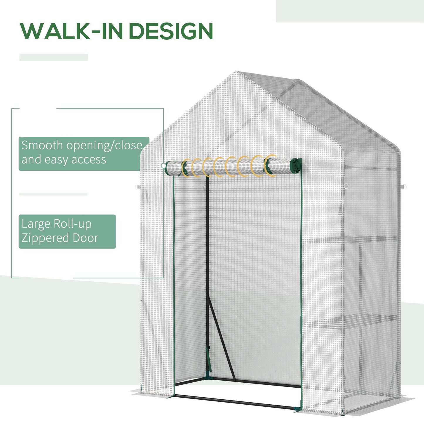 Walk In Greenhouse with 2 Tier Shelf