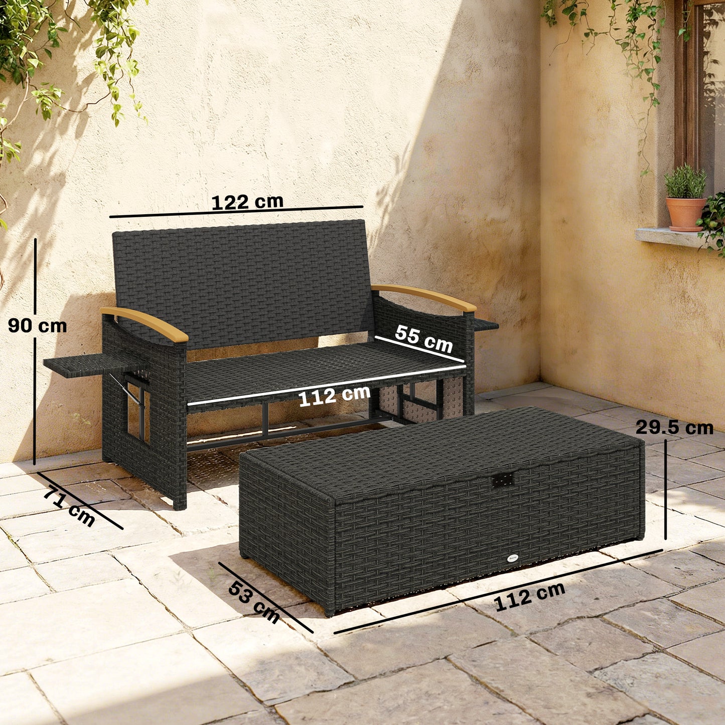 Double Garden Rattan Daybed