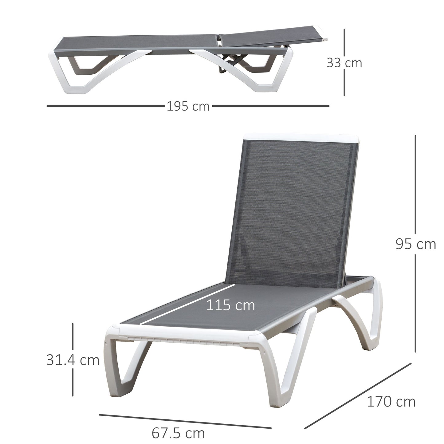 Aluminium Frame Sun Lounger, with Adjustable Back