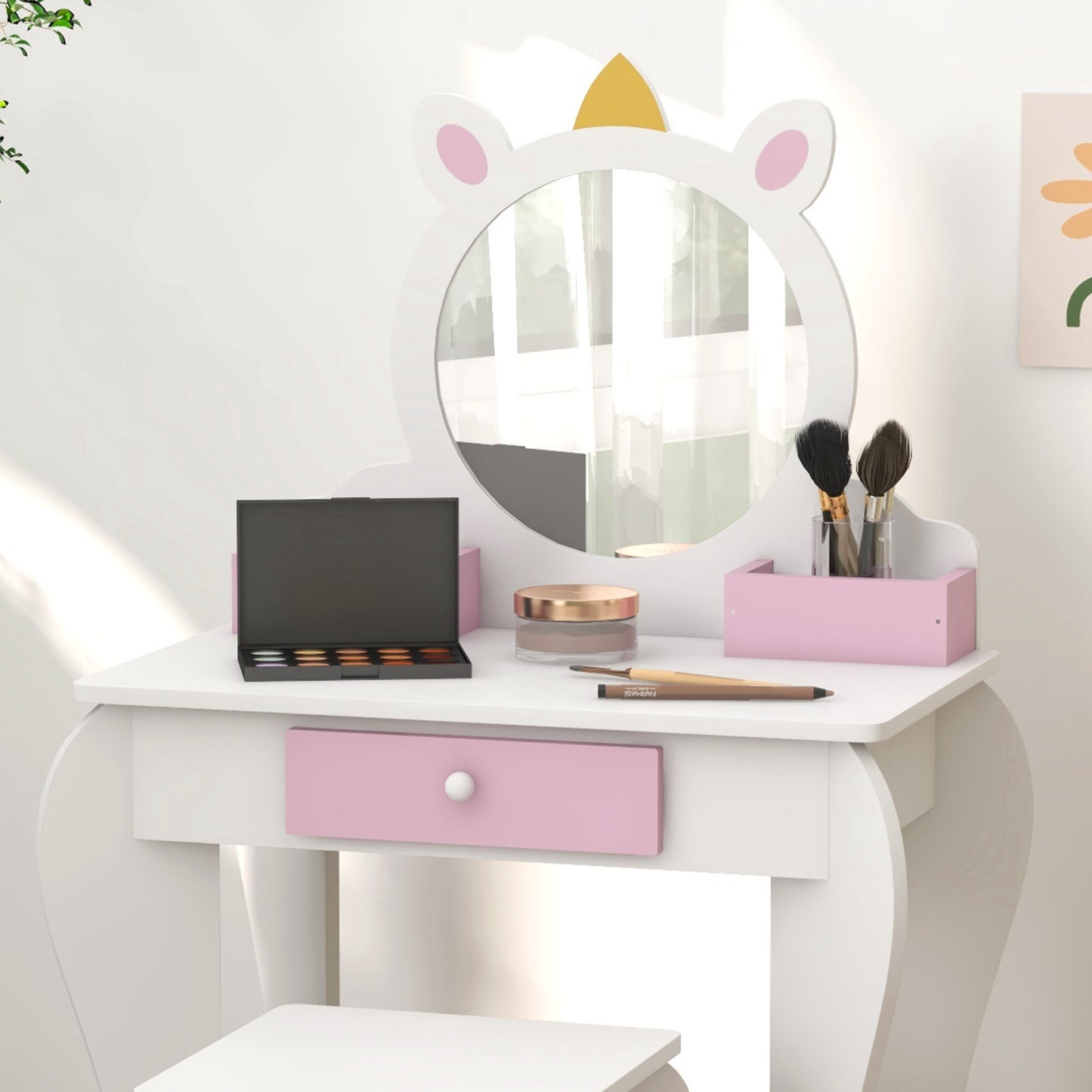 Kids Bedroom Furniture Set with Kids Dressing Table with Mirror