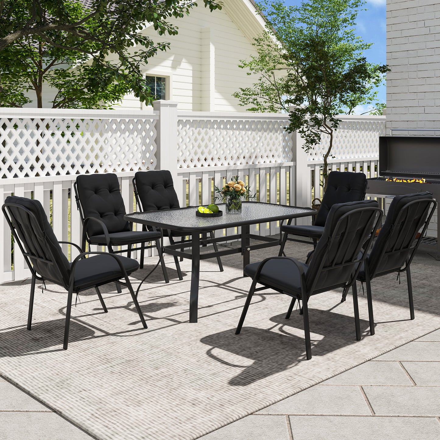 Seven-Piece Garden Dining Set with Cushions