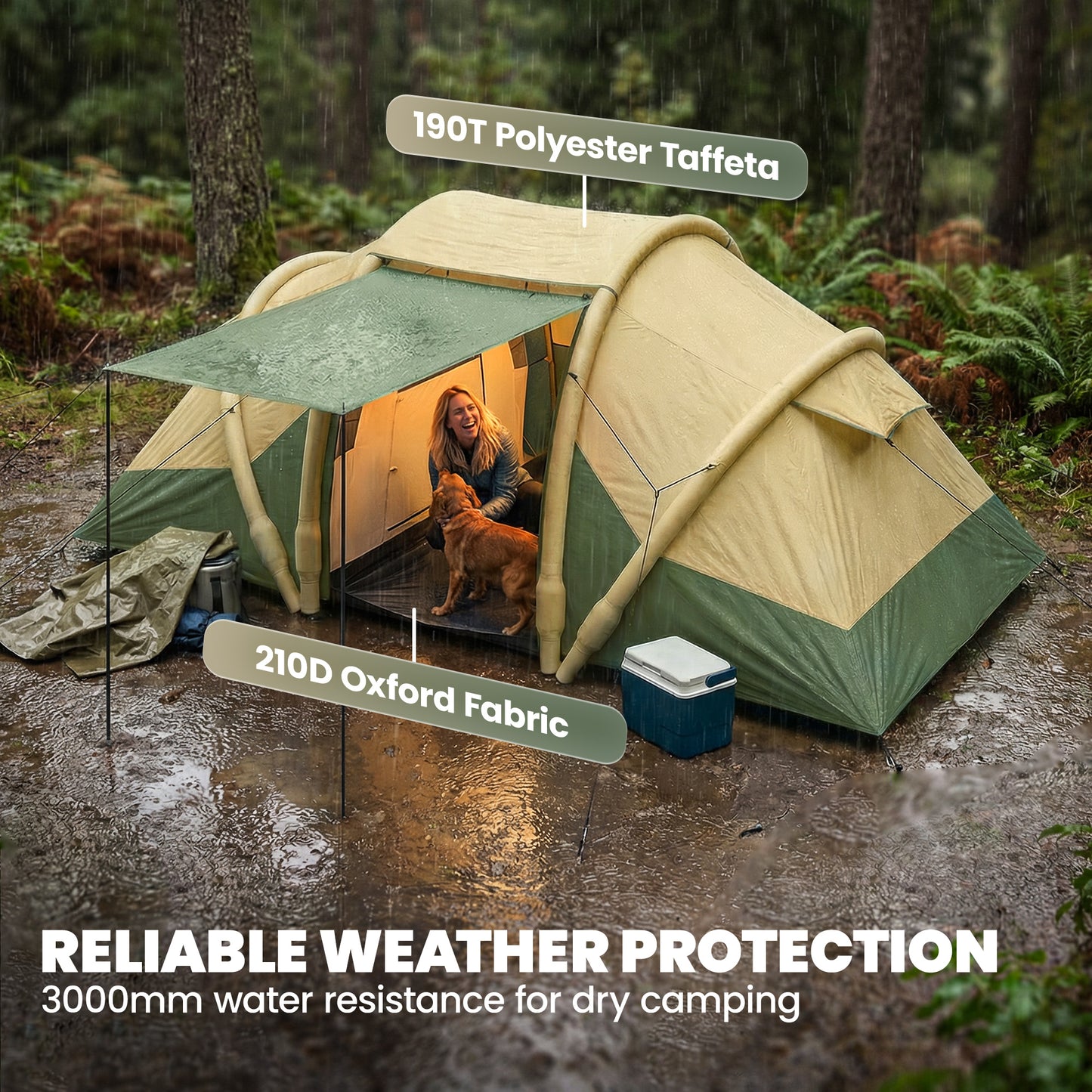 Inflatable Tent 2 Bedroom 3000mm Waterproof Windproof Air Tent