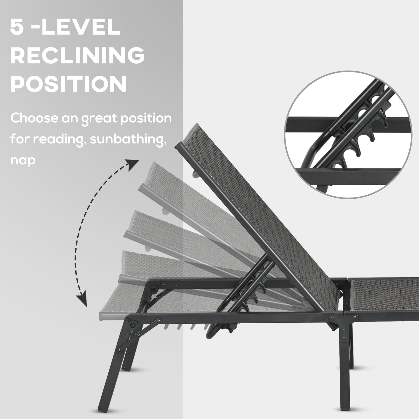 Foldable Outdoor PE Rattan Sun Lounger Set of 2