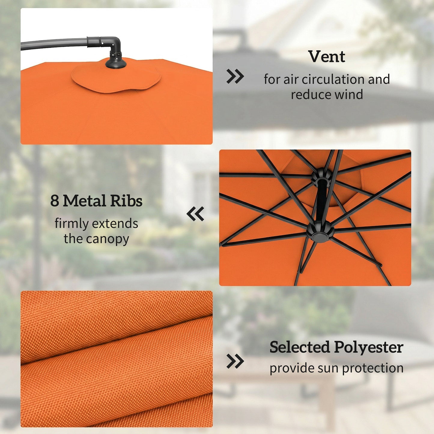 3 m Cantilever Parasol with Cross Base