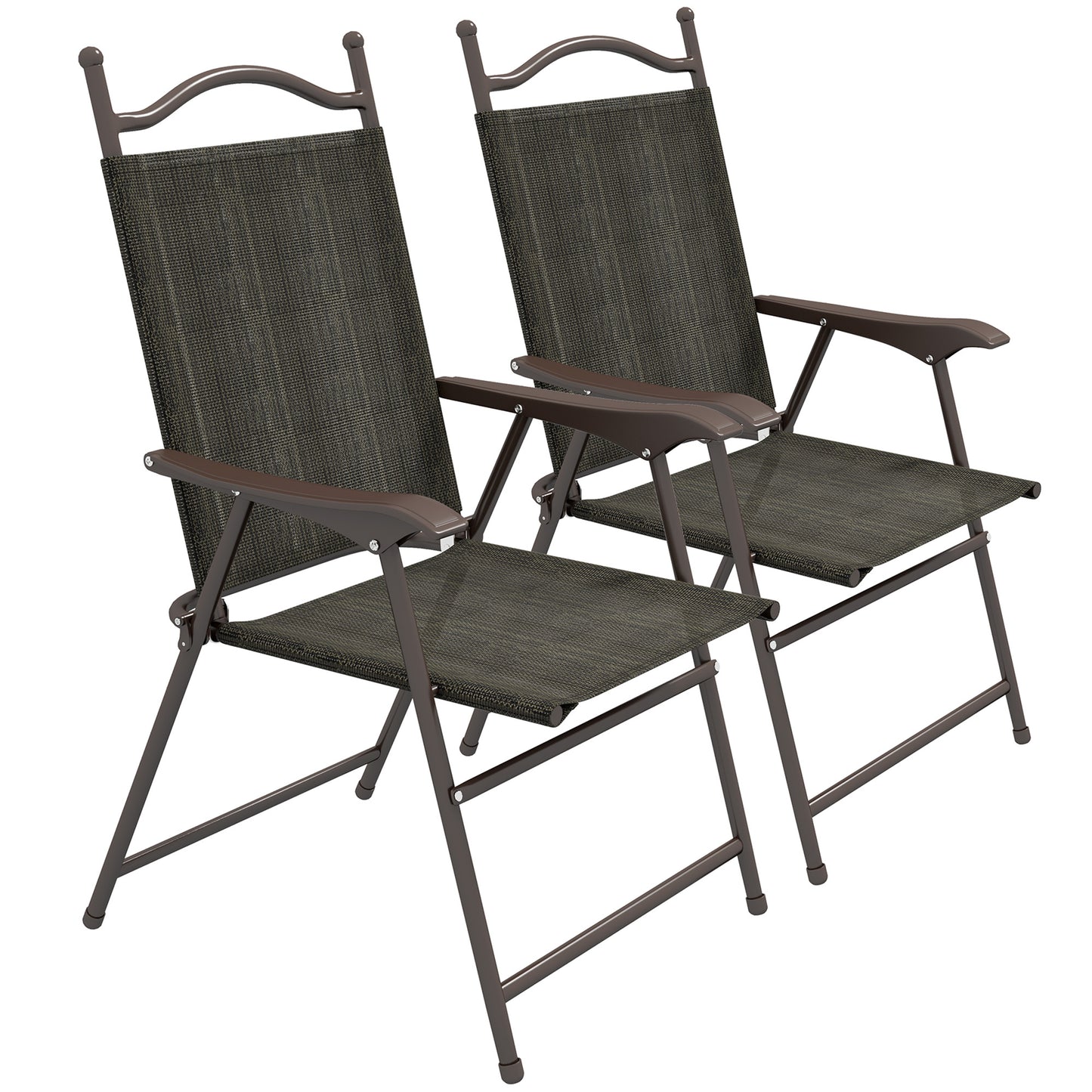 Set of Two Folding Garden Chairs, with Fabric Mesh Seats