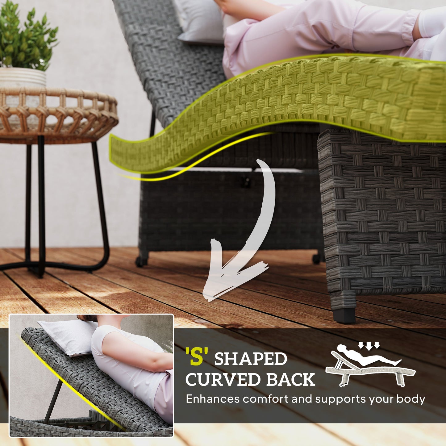 Outdoor PE Rattan Sun Lounger