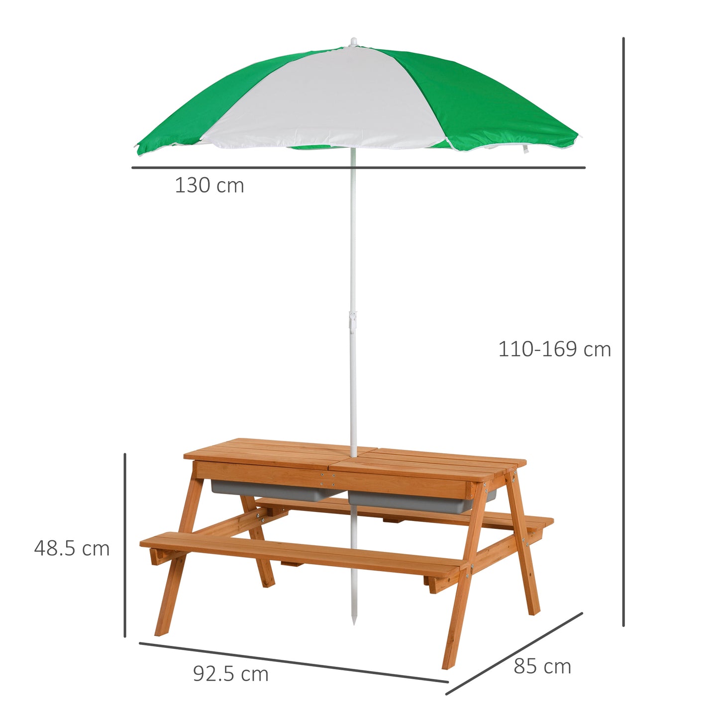 Kids Picnic Table with Benches, Wooden Sand and Water Table