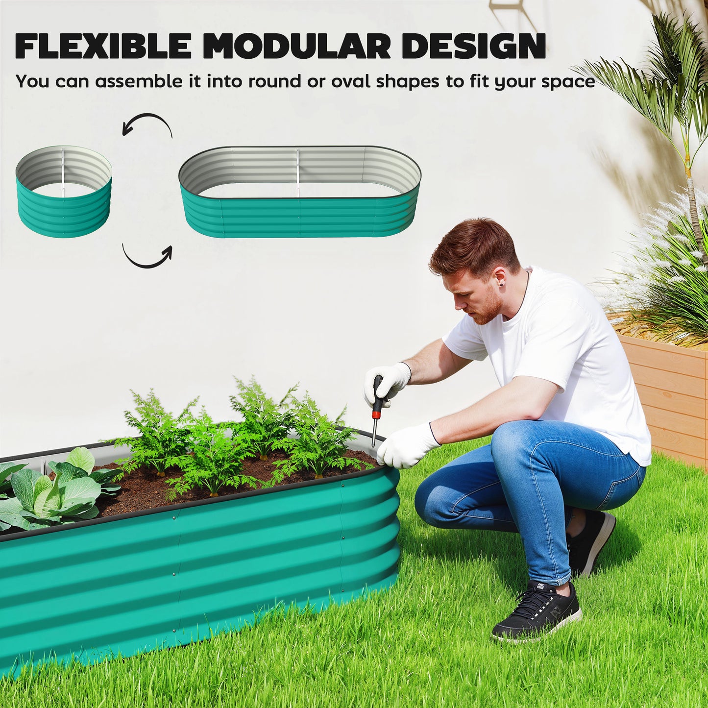 Set of Two 150 x 60cm Steel Planters