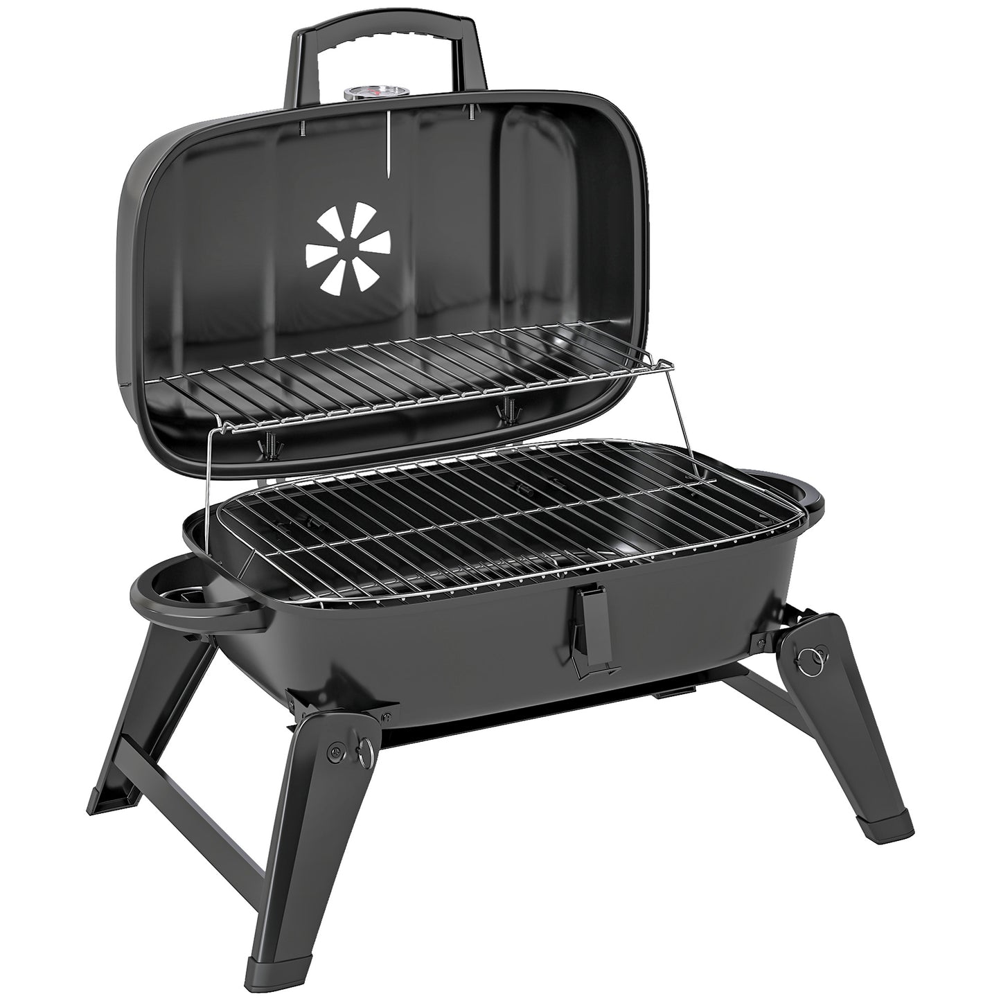 Charcoal Barbecue Grill Folding BBQ Grill with 1232 cm² Cooking Area