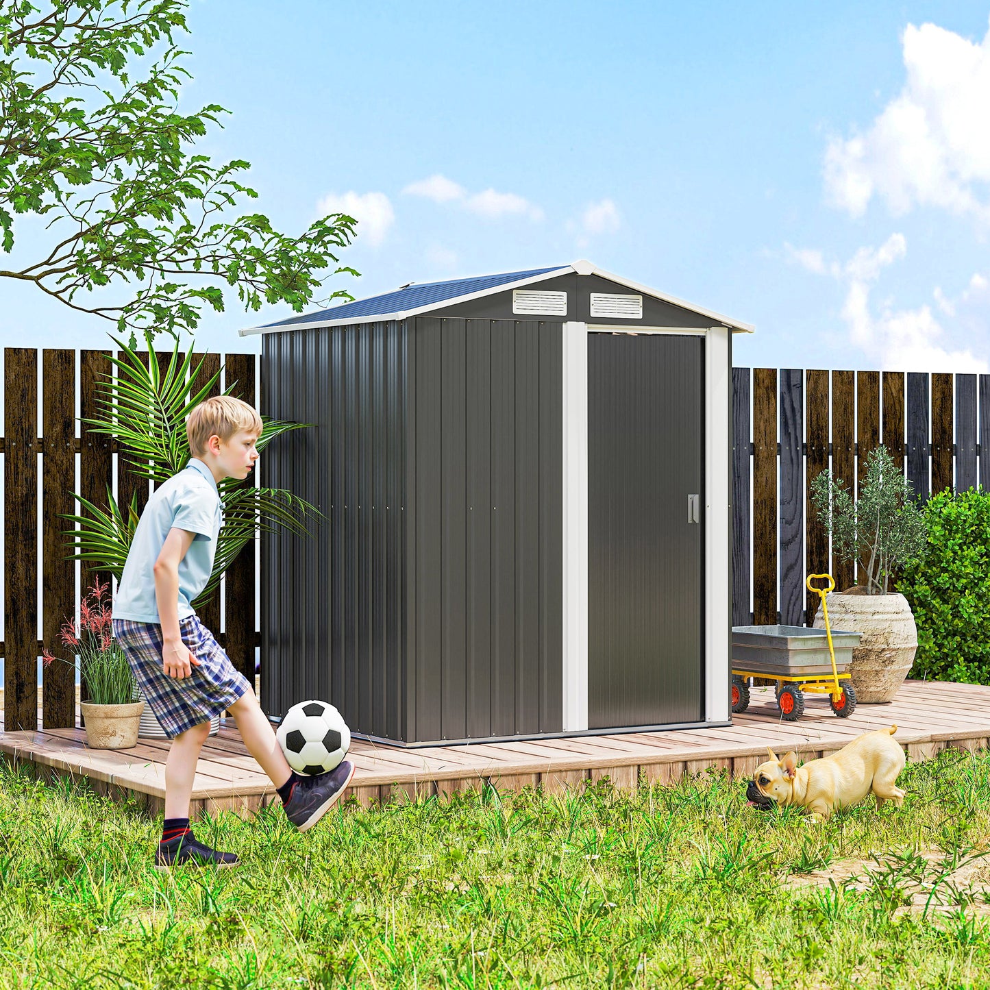 Garden Metal Tool Storage Shed with Sliding Door