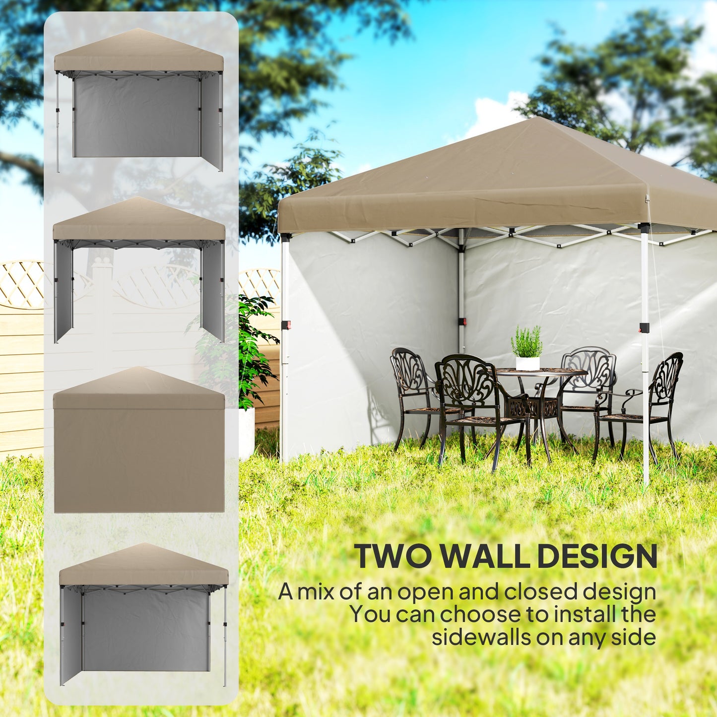 3 x 3 (M) Pop Up Gazebo, UPF 30+ with 2 Sidewalls