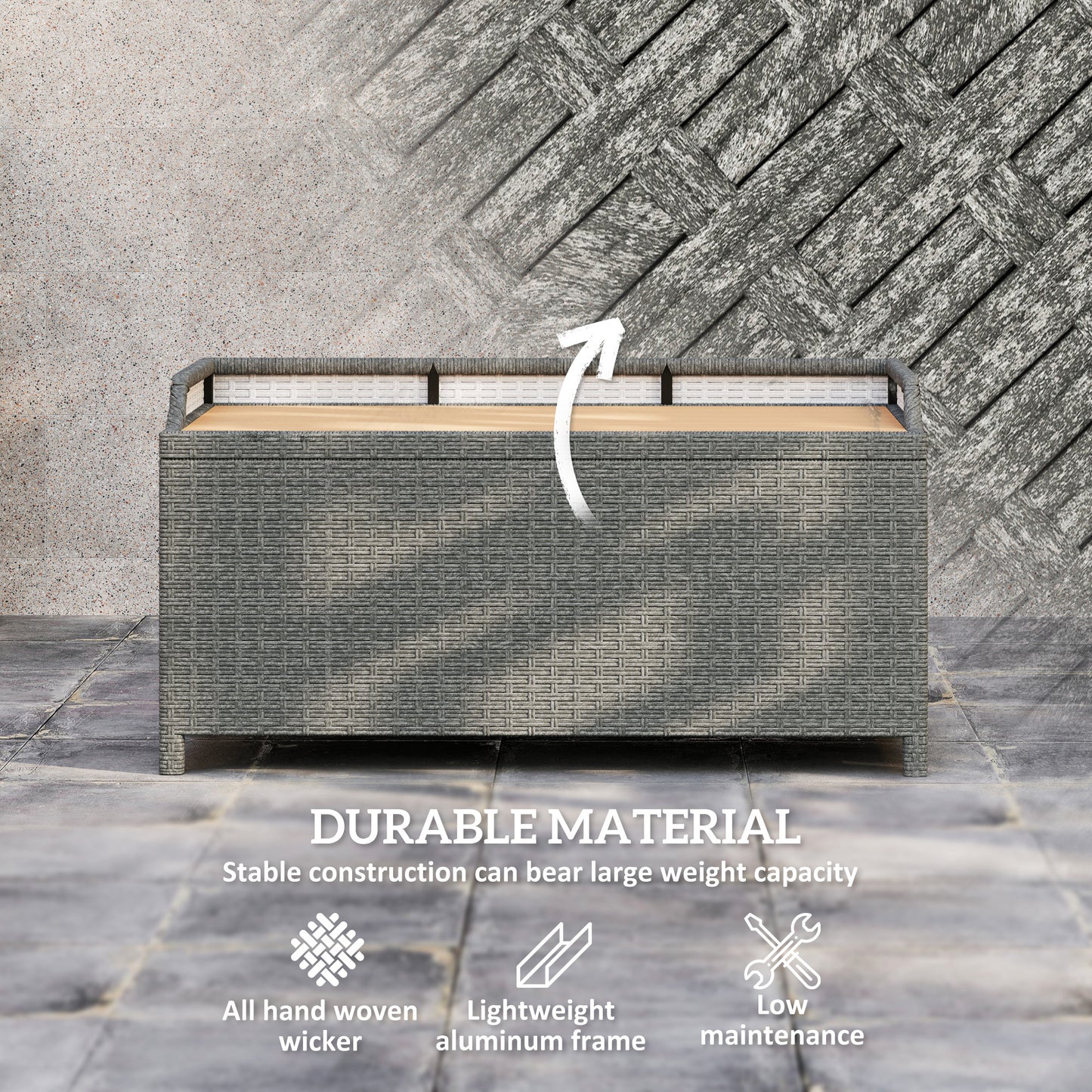 130 L Rattan Garden Storage Box, with Seat