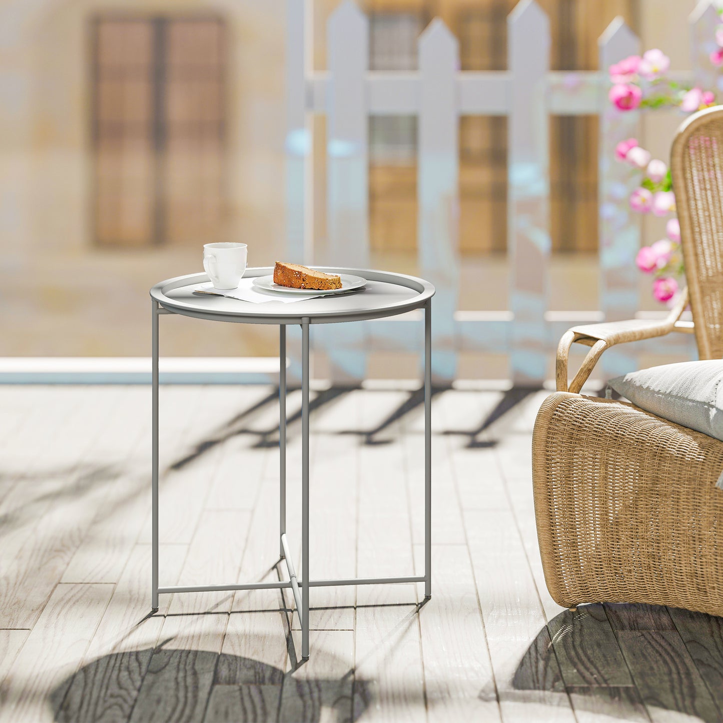 Steel Removable Tray Top Garden Table - Blue