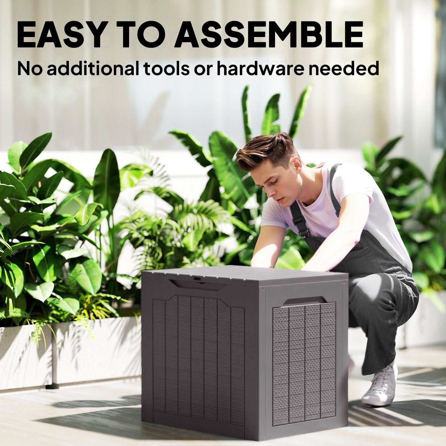 93L Plastic Garden Storage Box, Outdoor Storage Box with Handles