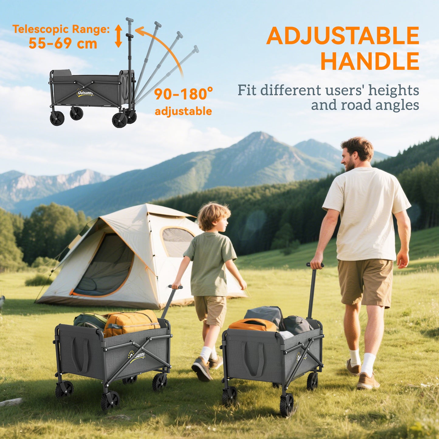 41L Festival Trolley on Wheels, Compact Garden Folding Trolley Cart