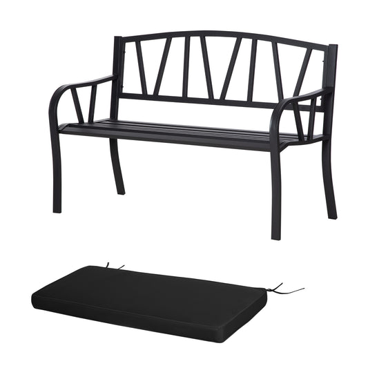 2-Seater Garden Bench with Cushion, Metal Loveseat