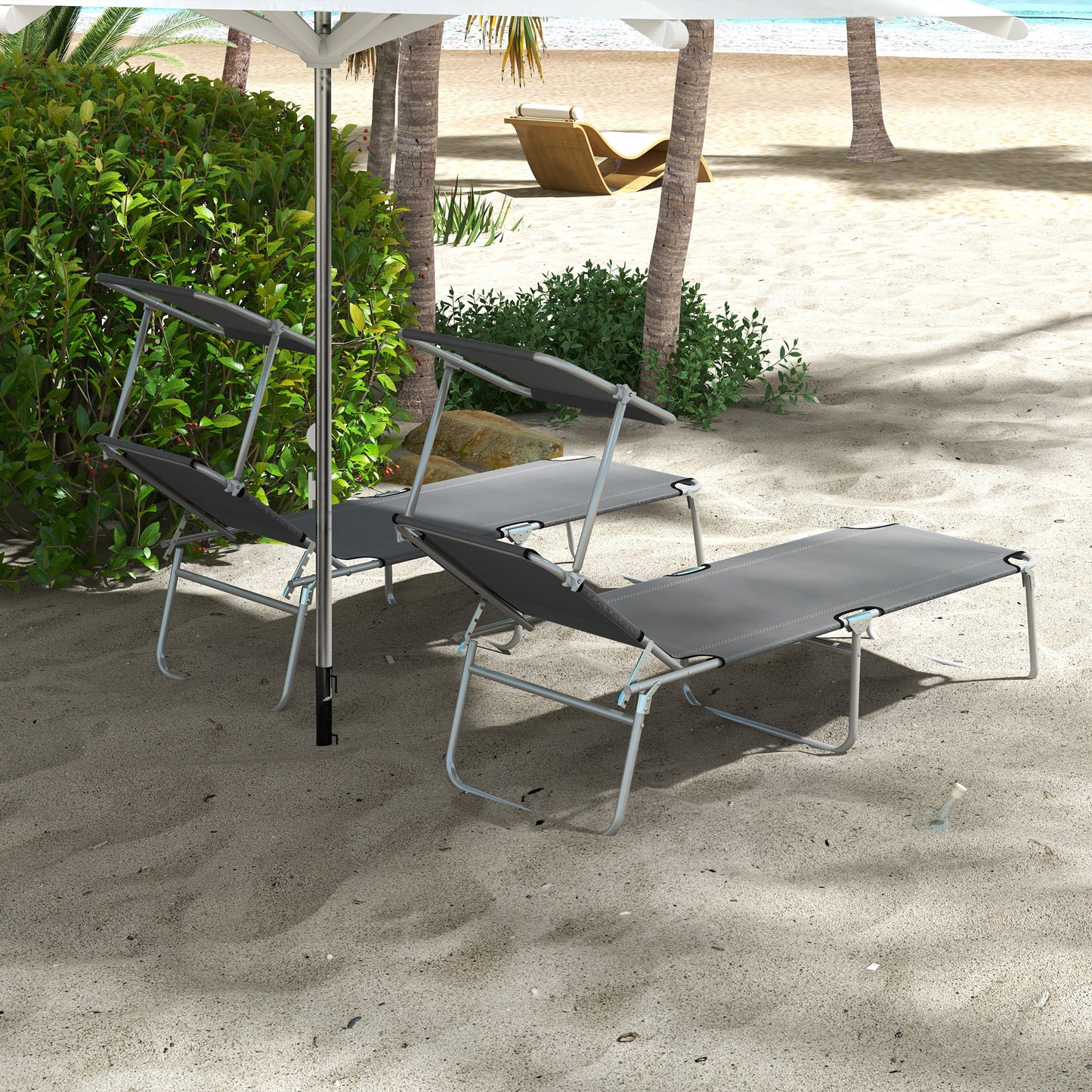 Folding Sun Lounger with Canopy