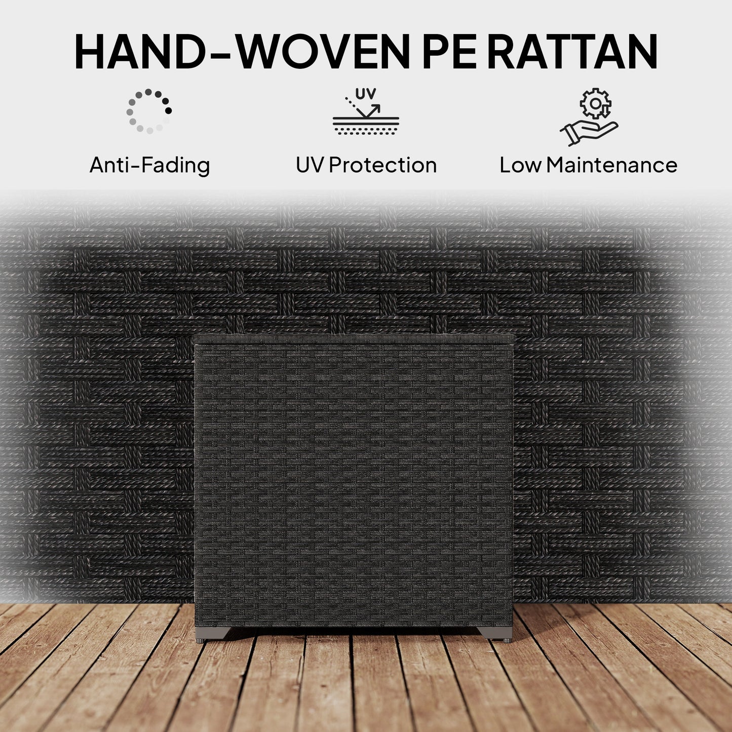 253L Garden Storage Box, Rattan Deck Box with Zipped Liner