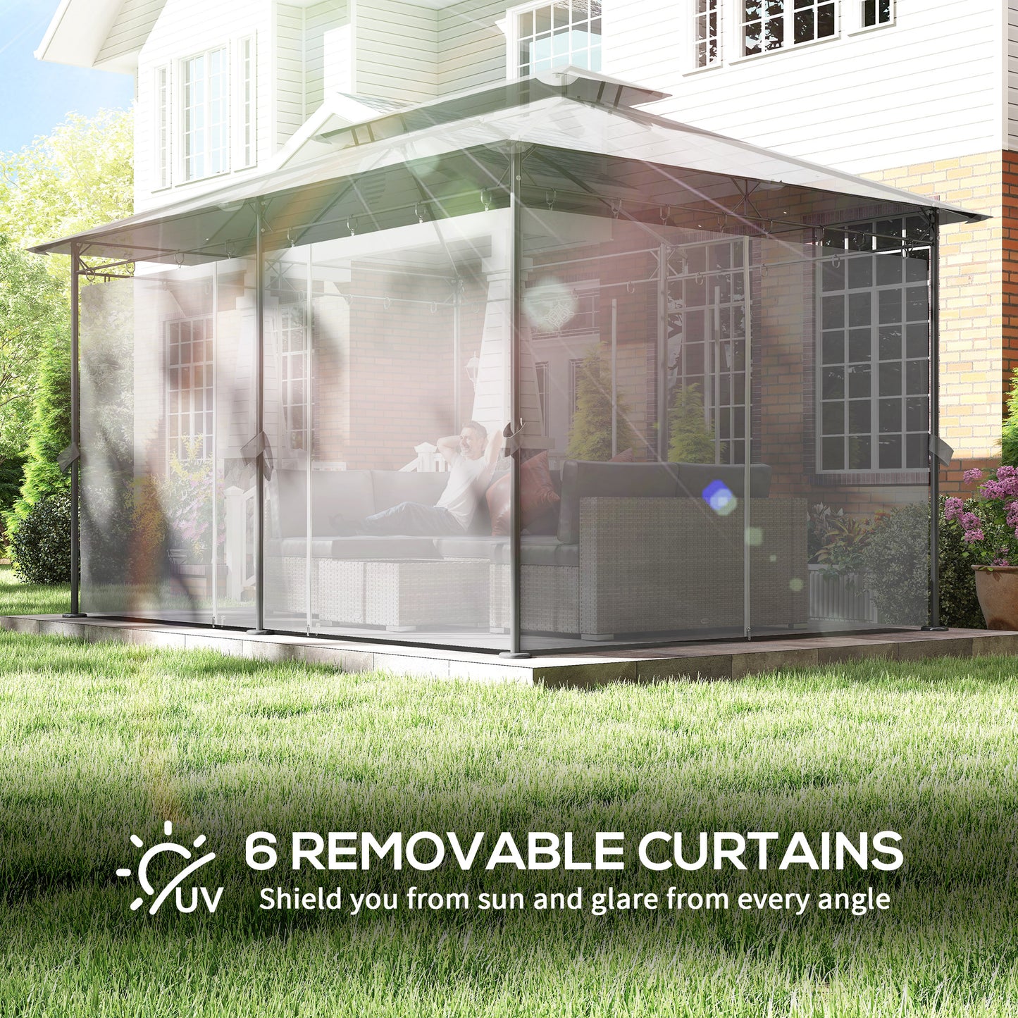 3 x 4m Metal Frame, Two-Tier Roof Gazebo