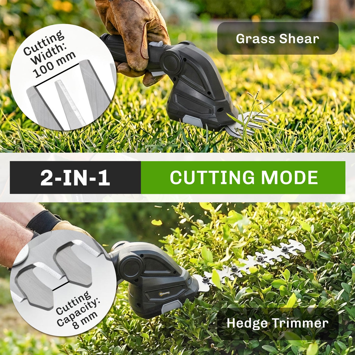 2-in-1 Cordless Hedge Trimmer & Grass Shear
