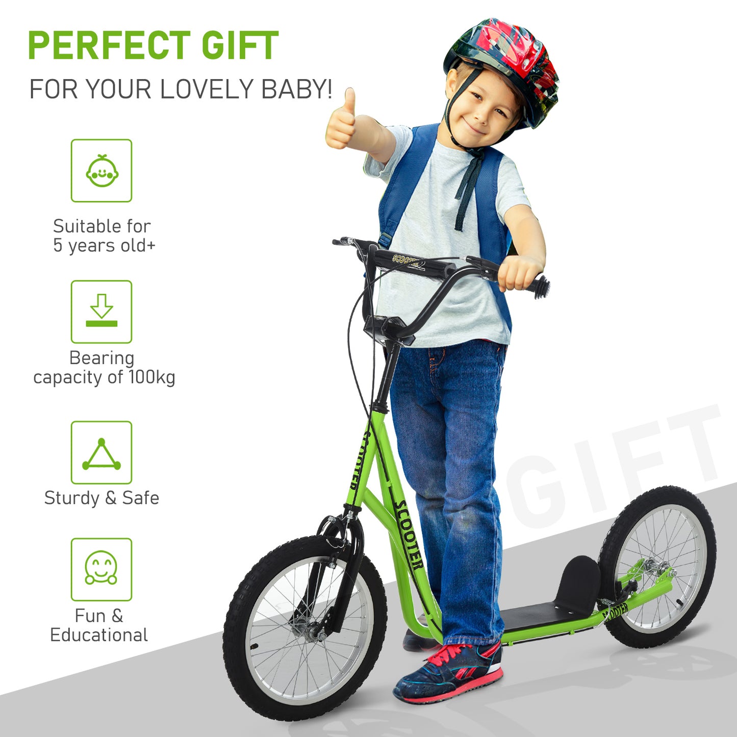 Kick Scooters for Kids with Adjustable Height, Anti-Slip Deck