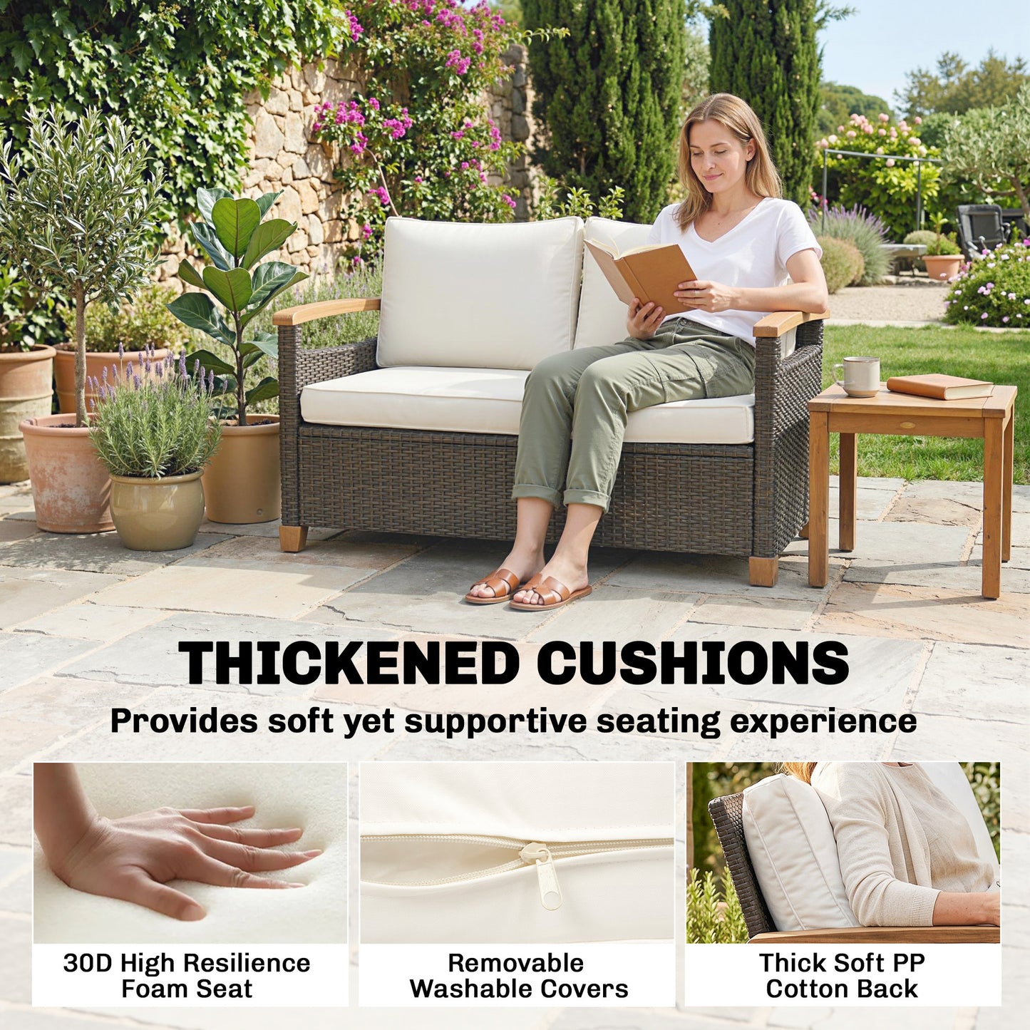 2 Seater Rattan Garden Sofa