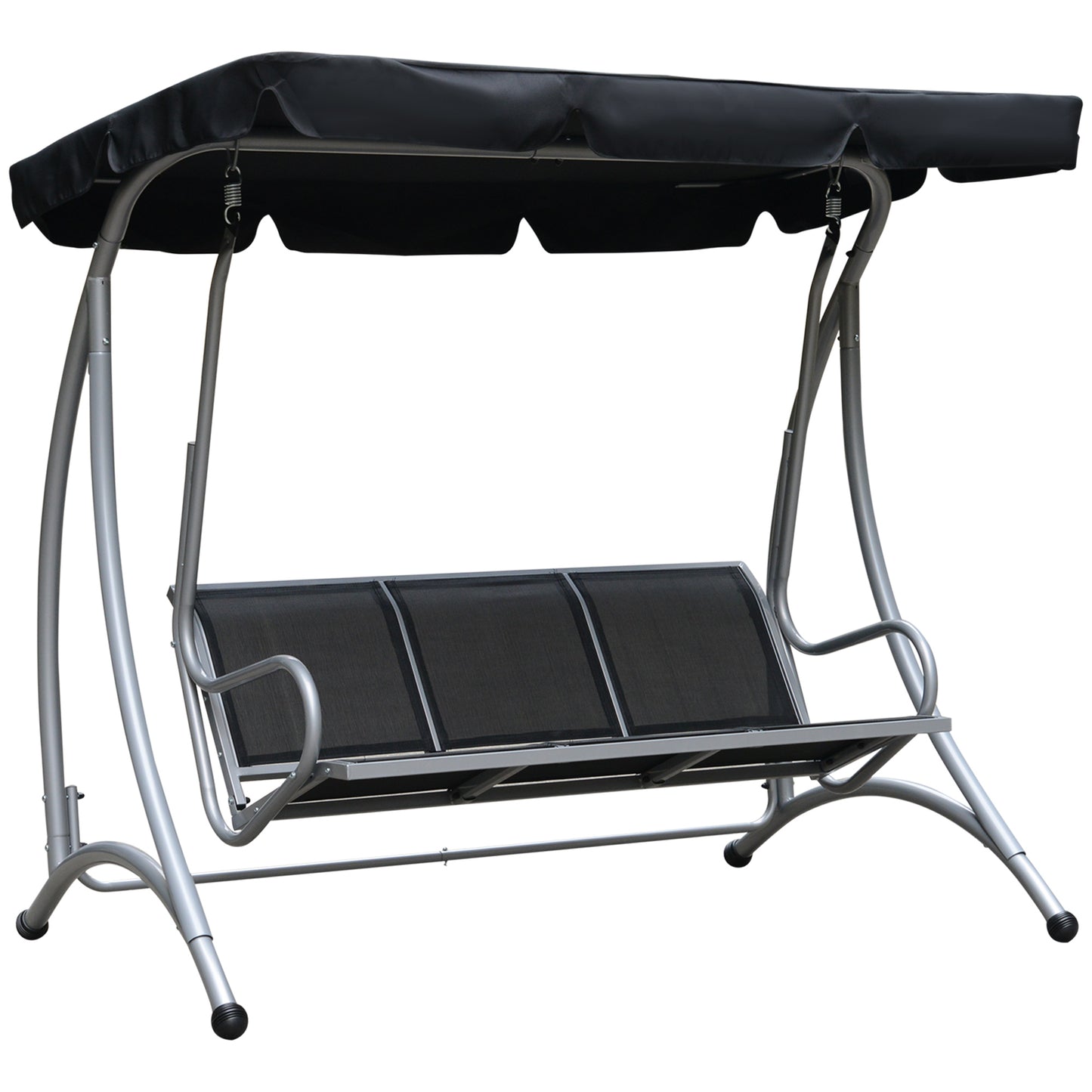 Three Person Steel Outdoor Porch Swing Chair Bench with Canopy Cover
