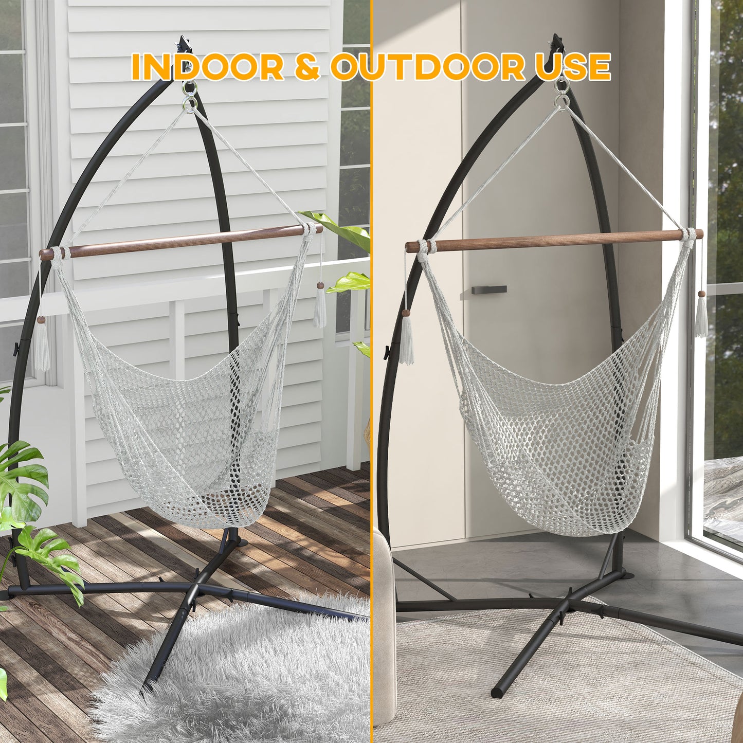 Hammock Chair Stand, Hanging Heavy Duty Metal Frame Hammock Stand (2)