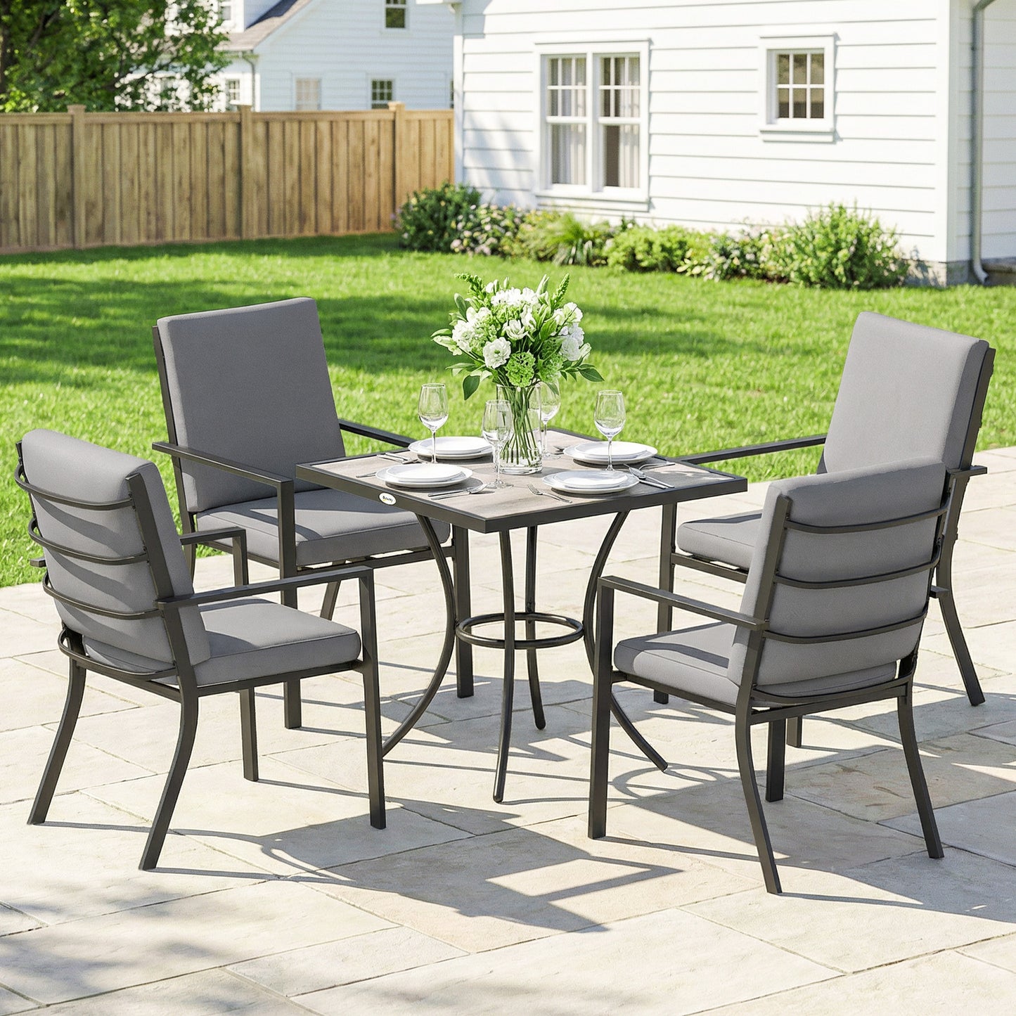5 Pieces Outdoor Dining Set with Cushions