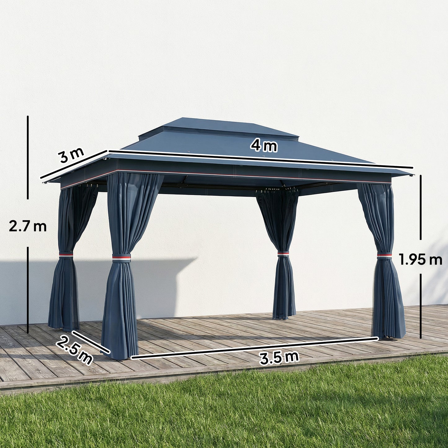 3 x 4 m Outdoor Garden Gazebo with Netting and Curtains