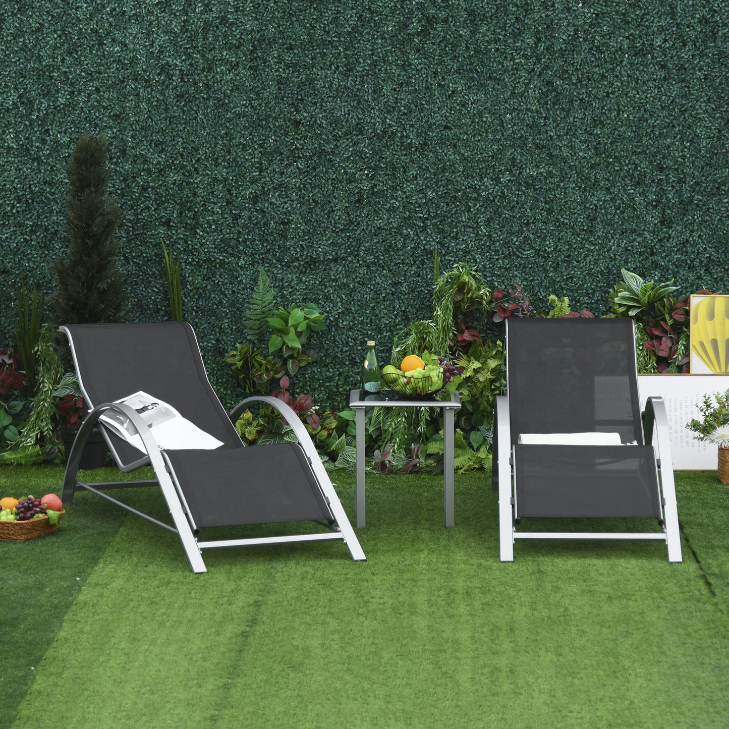 Three-Piece Curved Sun Lounger Set