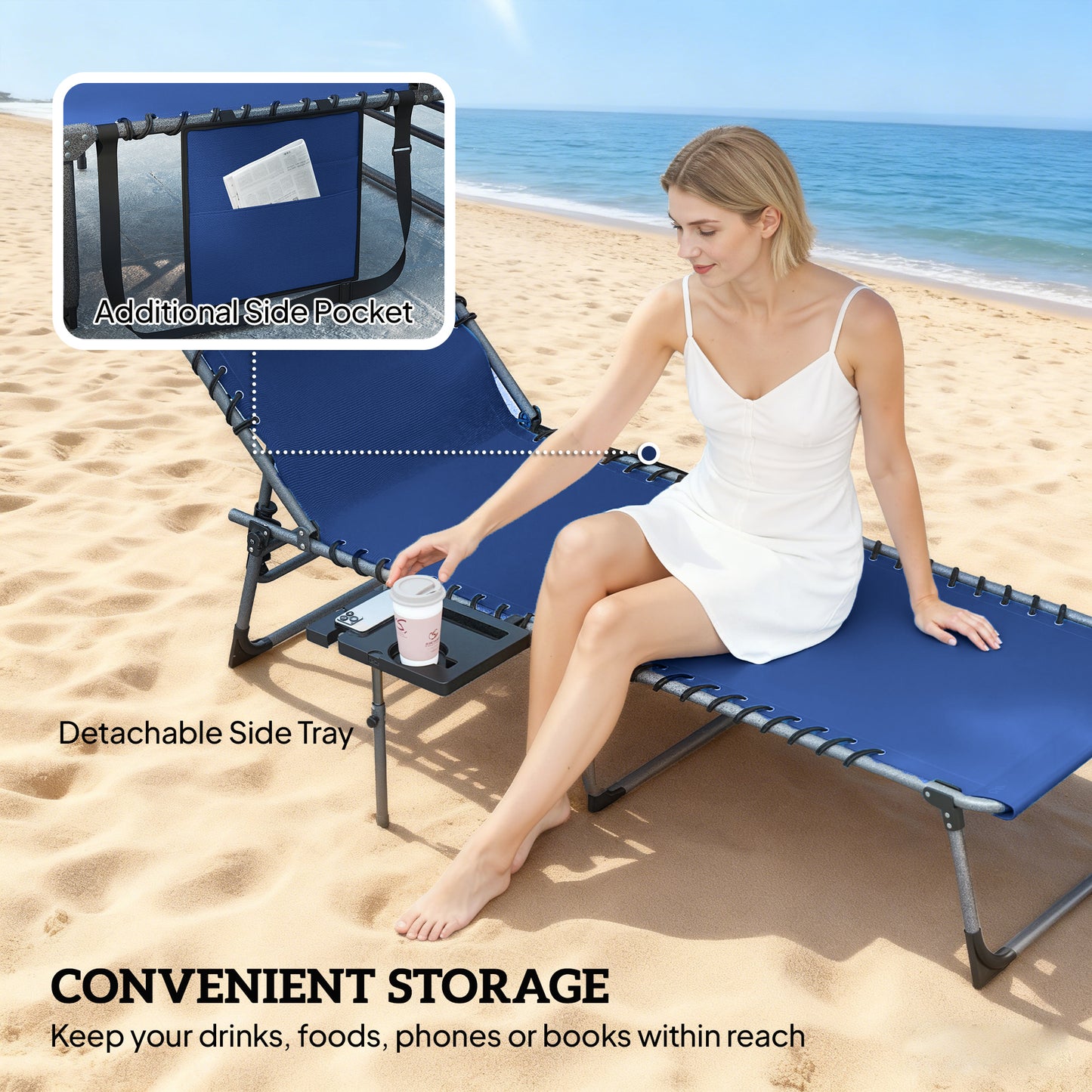 Five-Position Reclining Sun Loungers Set of 2