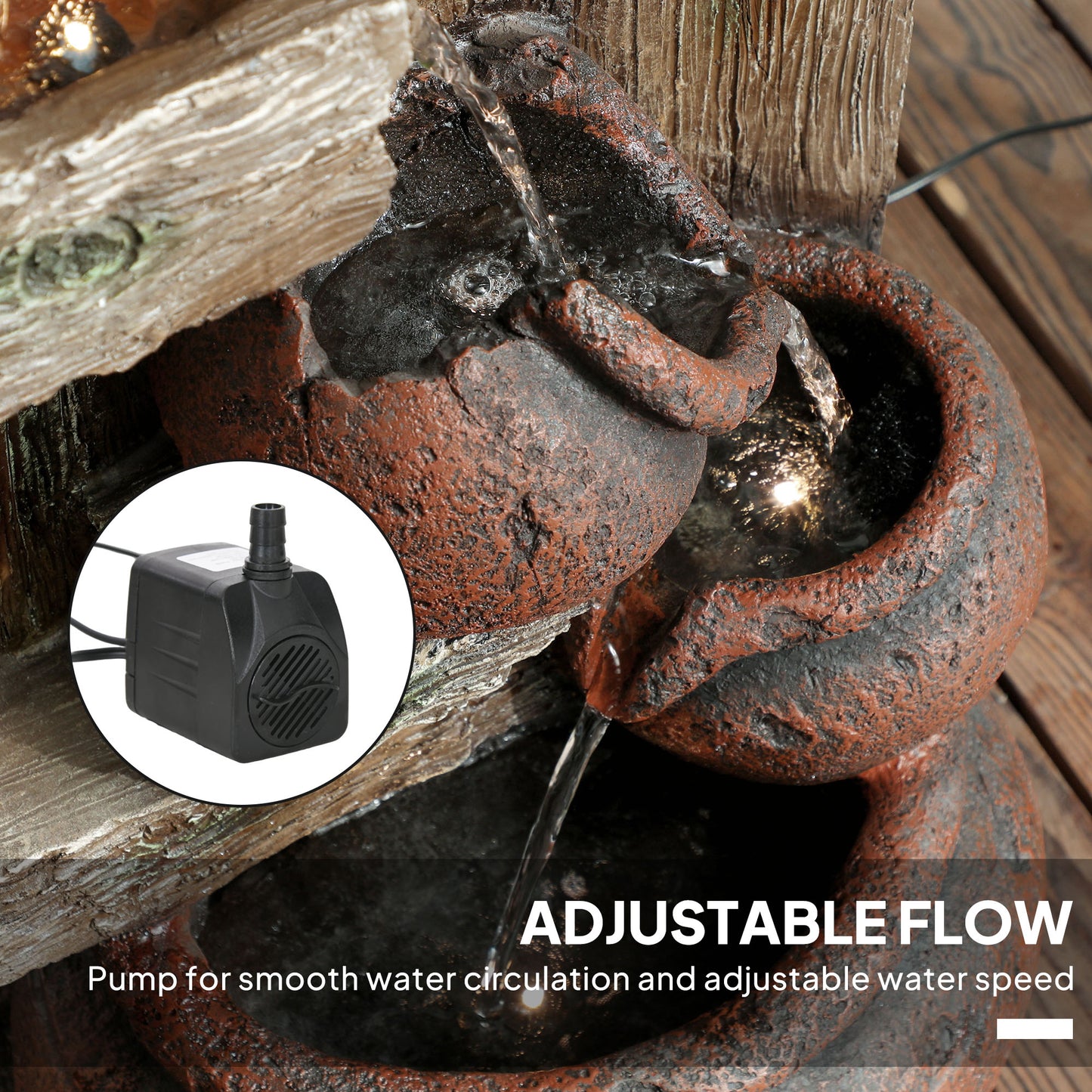 2-in-1 Waterfall Fountain with Birdhouse