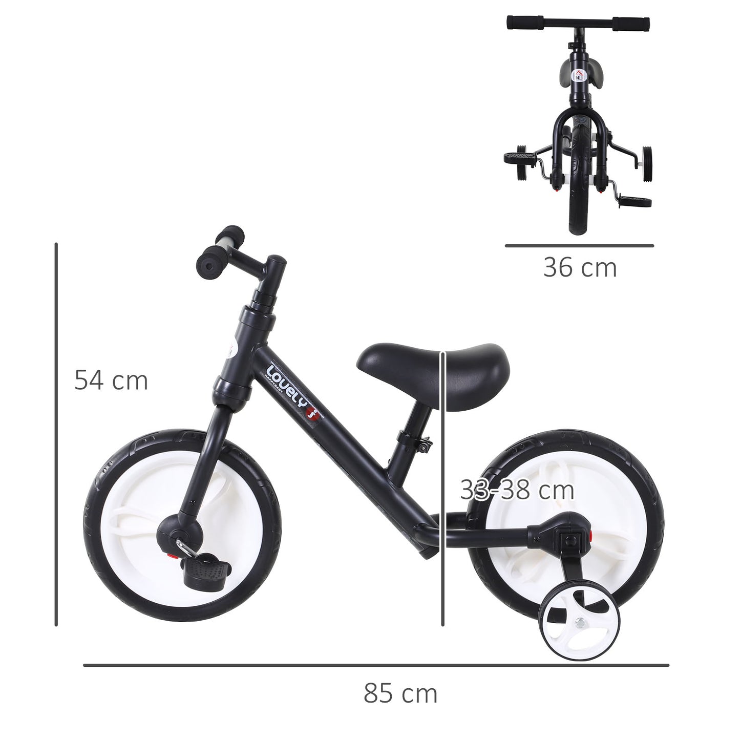 11 Inch Kids Balance Bike Training Pedal Bicycle W/ Removable