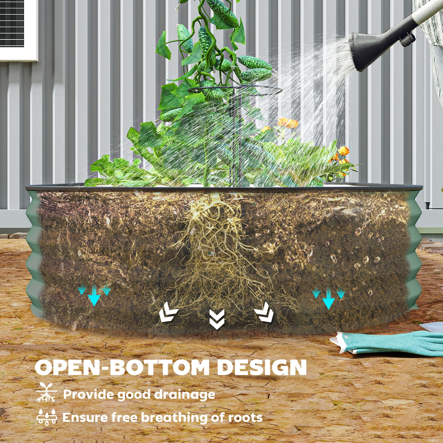 Set of Two 181 x 93cm Steel Planters