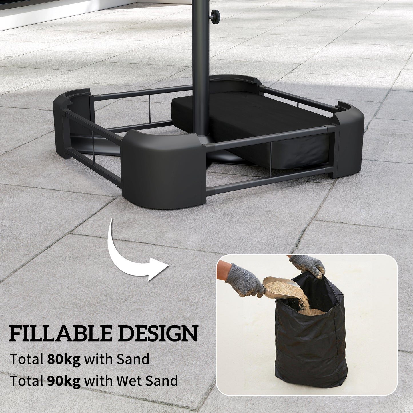 Garden Parasol Base 80 kg Sand Filled Heavy Duty Stand