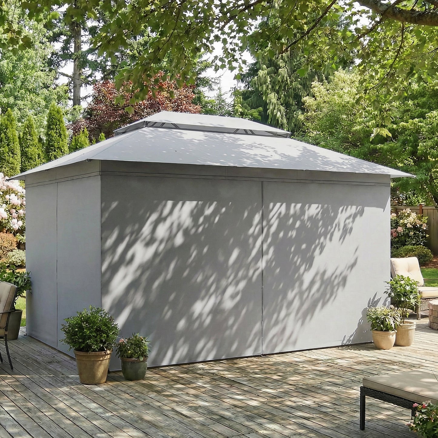 3 x 4 m Outdoor Garden Gazebo with Netting and Curtains