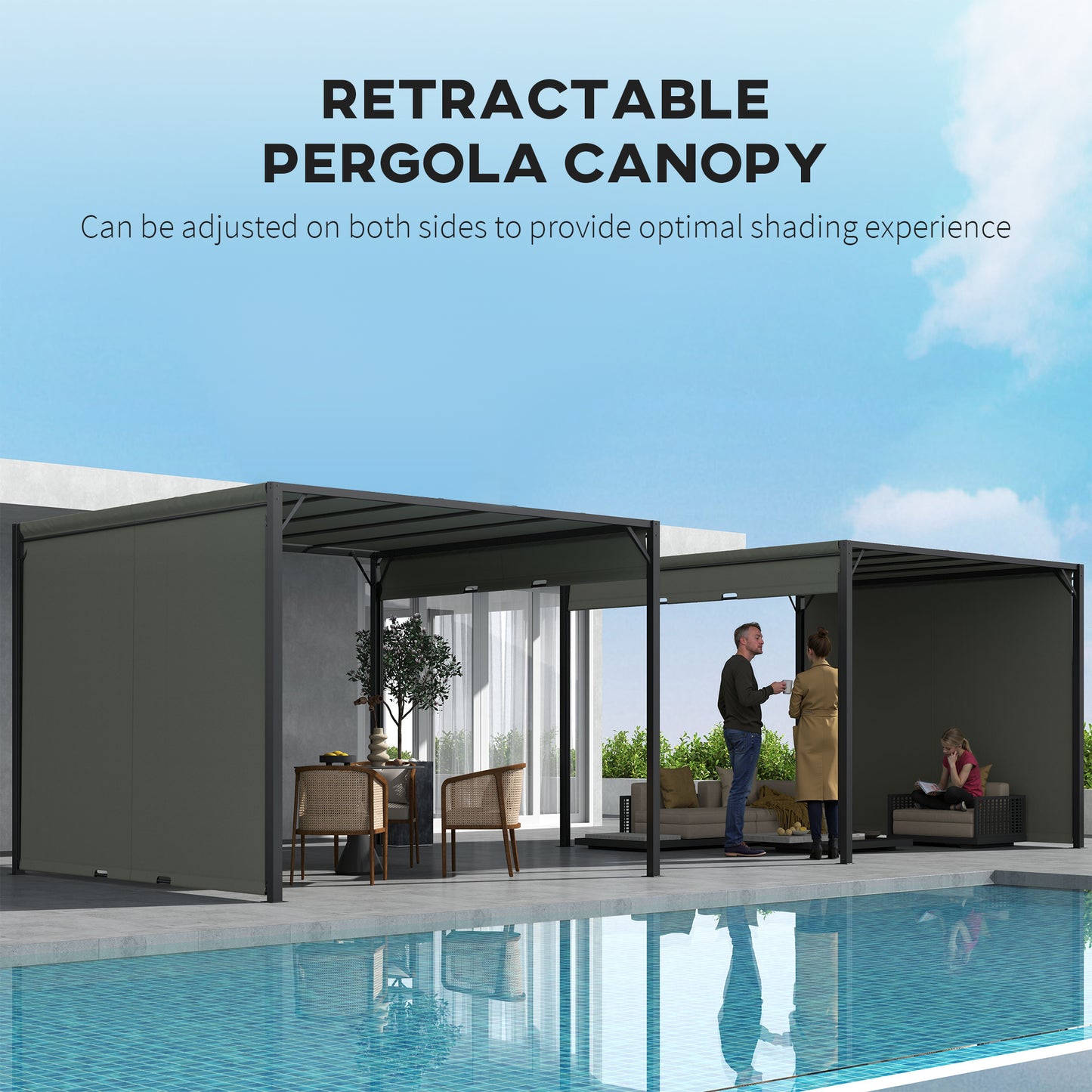 3 X 3 Meters Pergola with Sliding Roof
