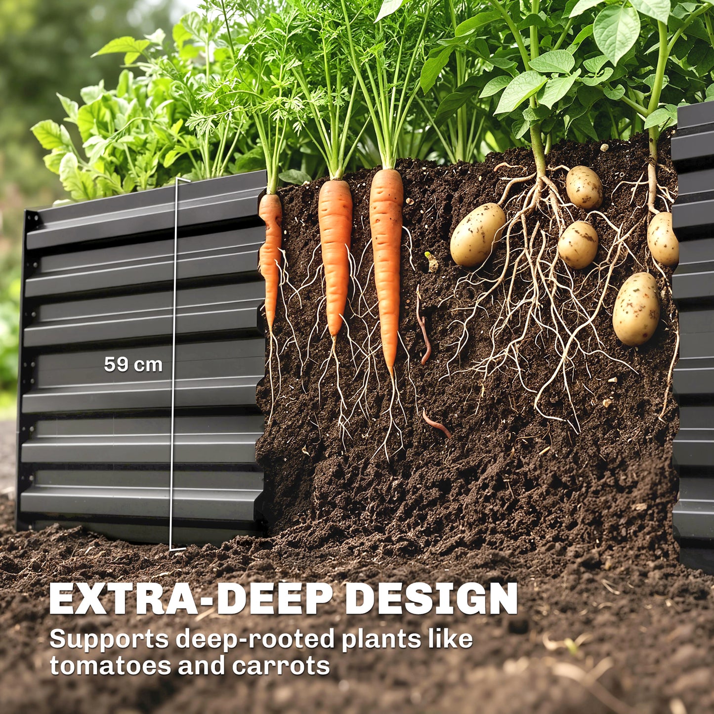 Raised Beds for Garden, Galvanised Steel Outdoor Planters (4)