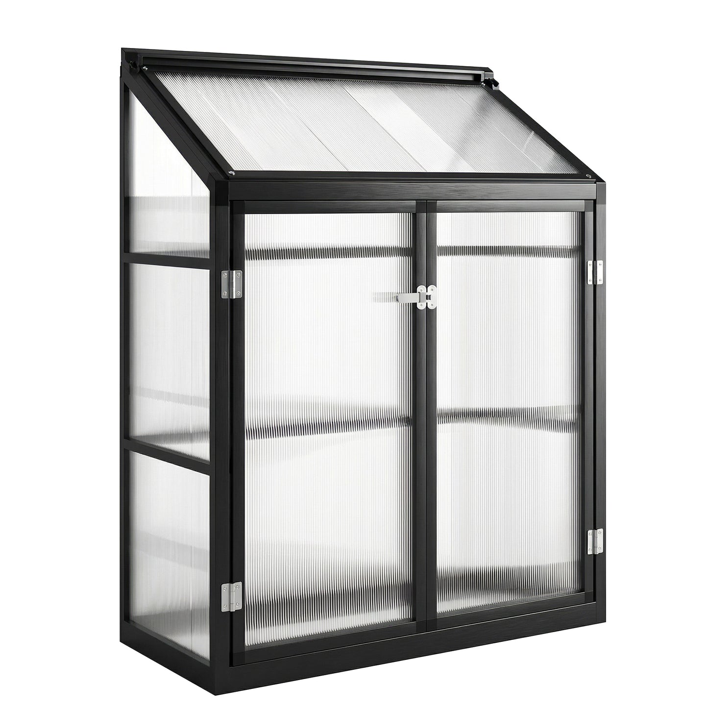 Polycarbonate Greenhouse with Hinged Door, Top Vent