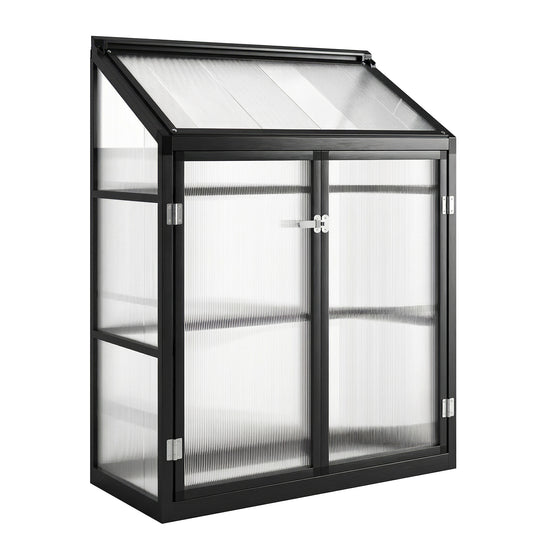 Polycarbonate Greenhouse with Hinged Door, Top Vent